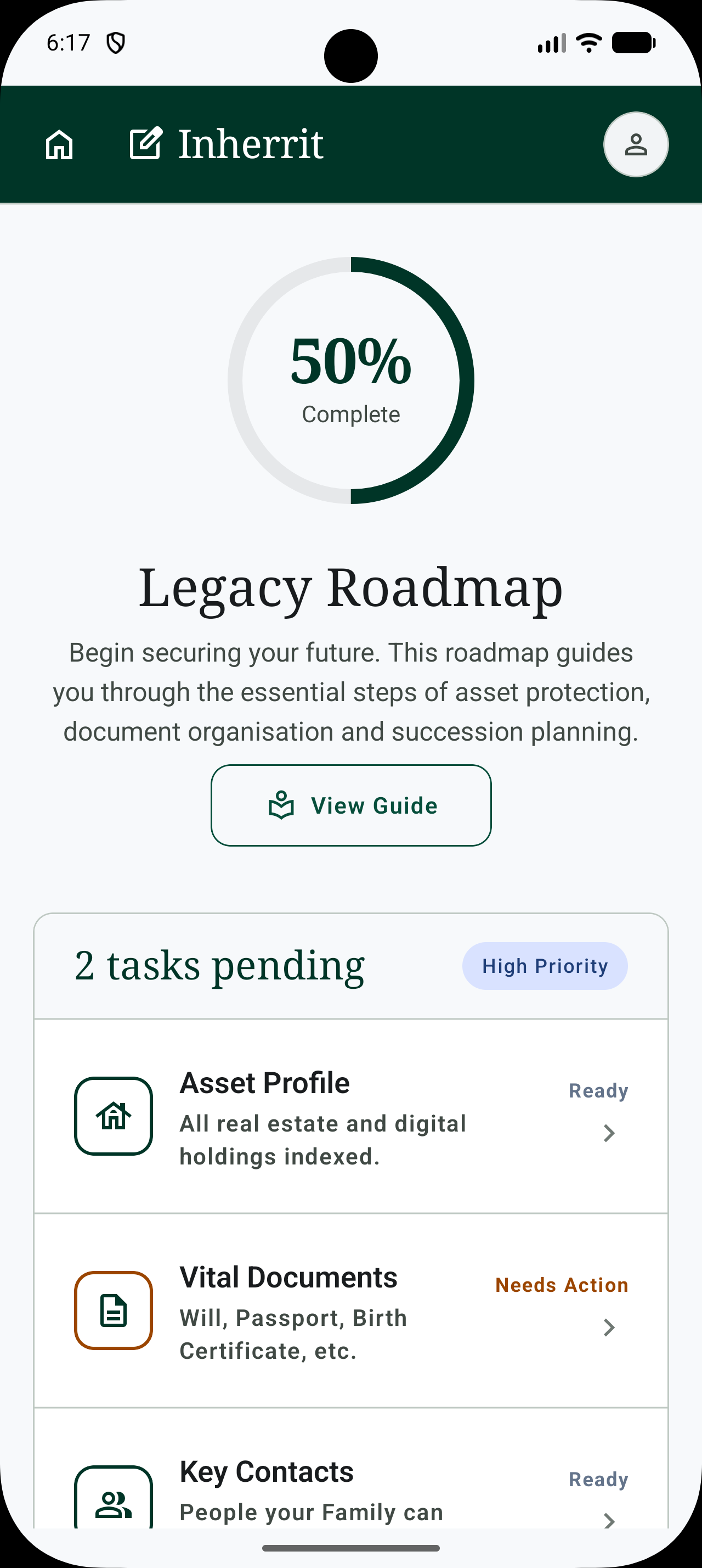 Legacy Roadmap Screen
