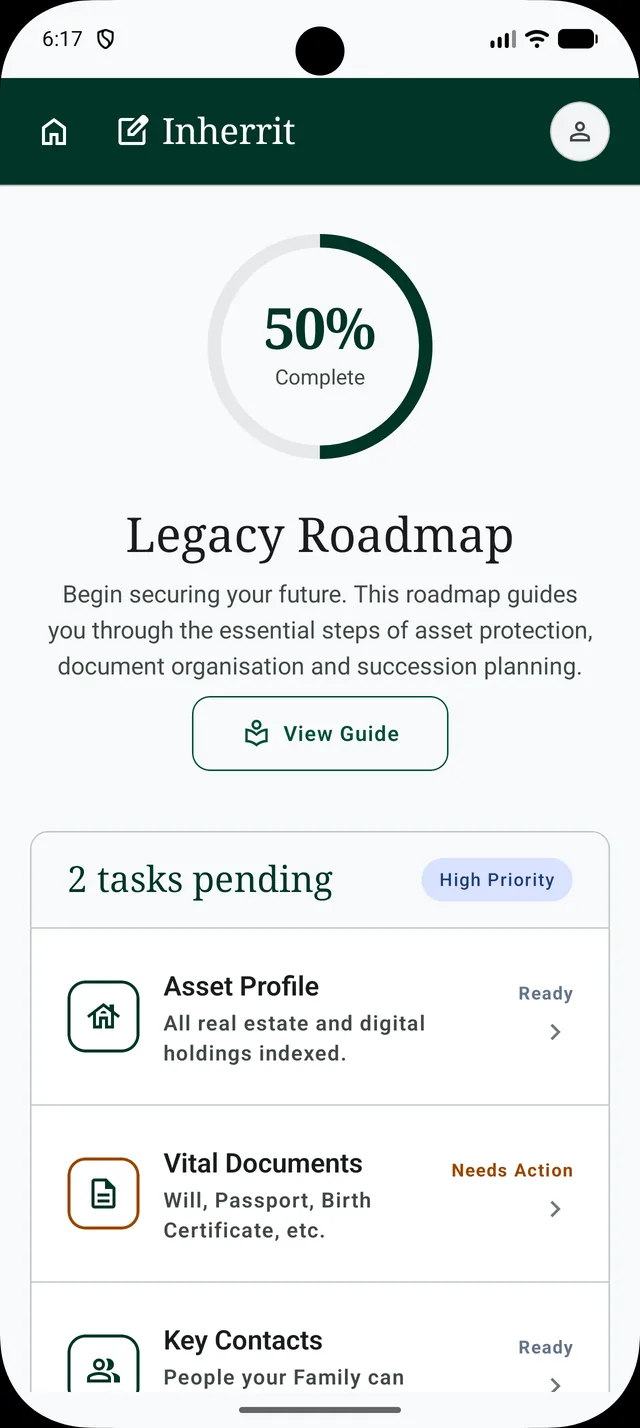 Legacy Roadmap Screen